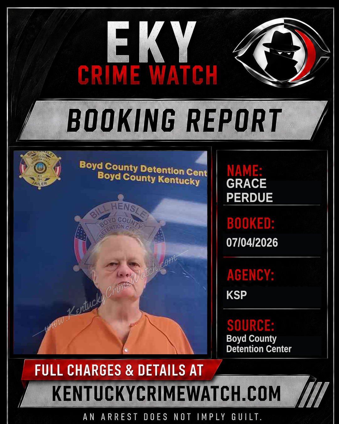 GRACE PERDUE booking report card