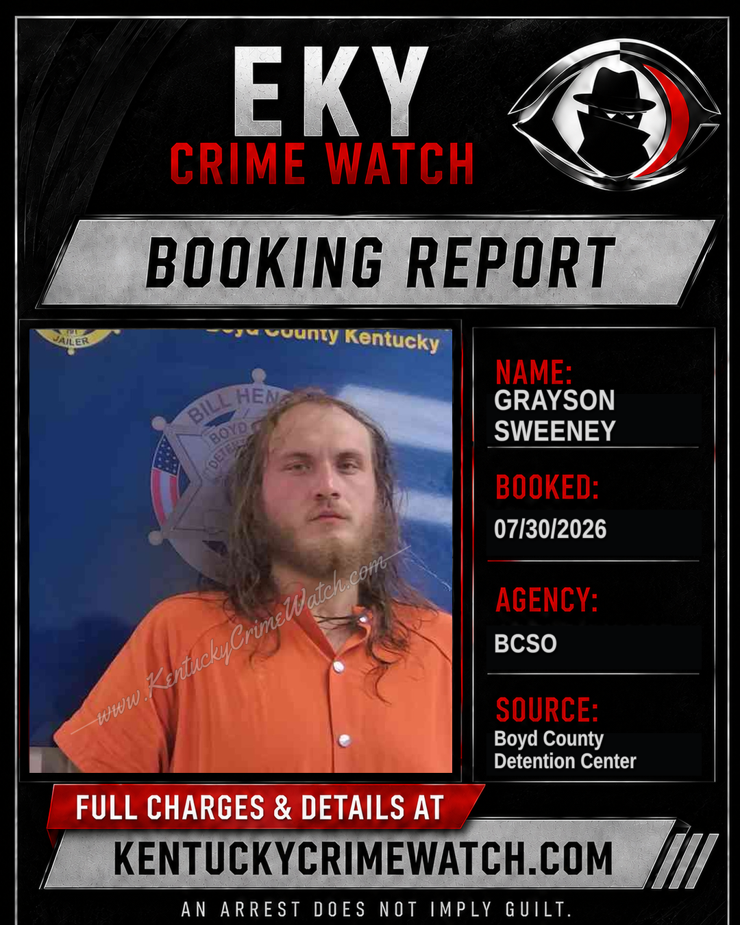 GRAYSON SWEENEY booking report card