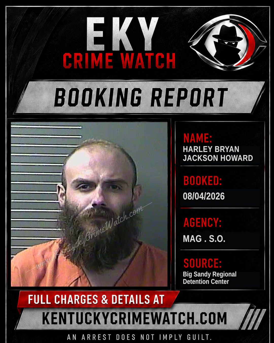 HARLEY Bryan Jackson HOWARD booking report card