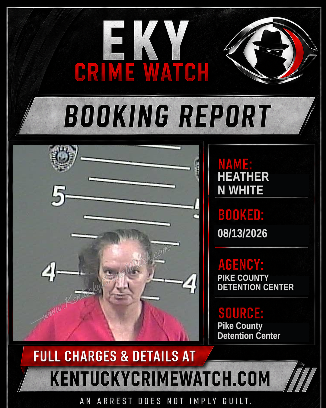 HEATHER N WHITE booking report card