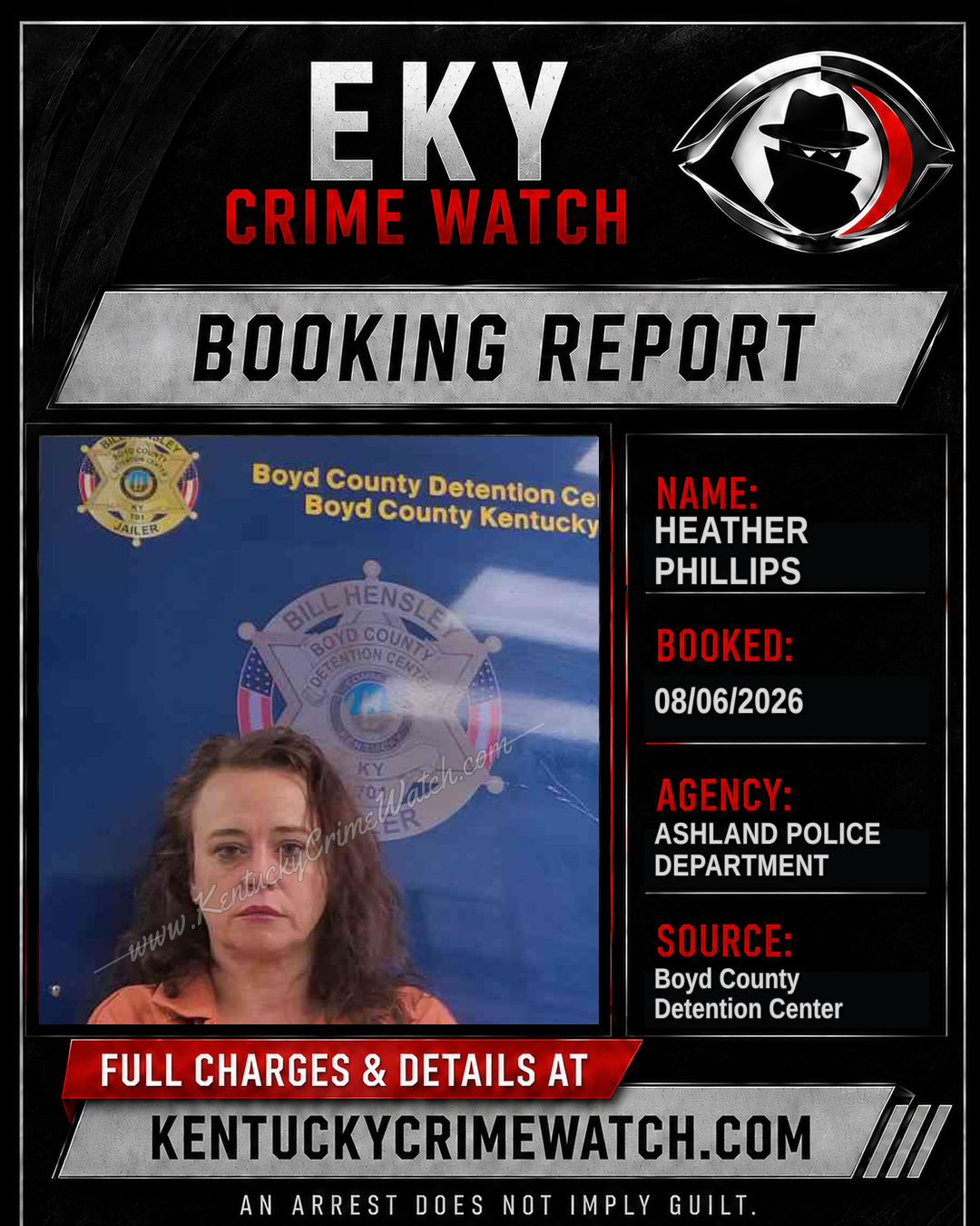 HEATHER PHILLIPS booking report card