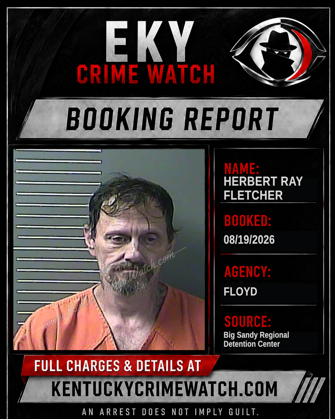 HERBERT RAY FLETCHER booking report card