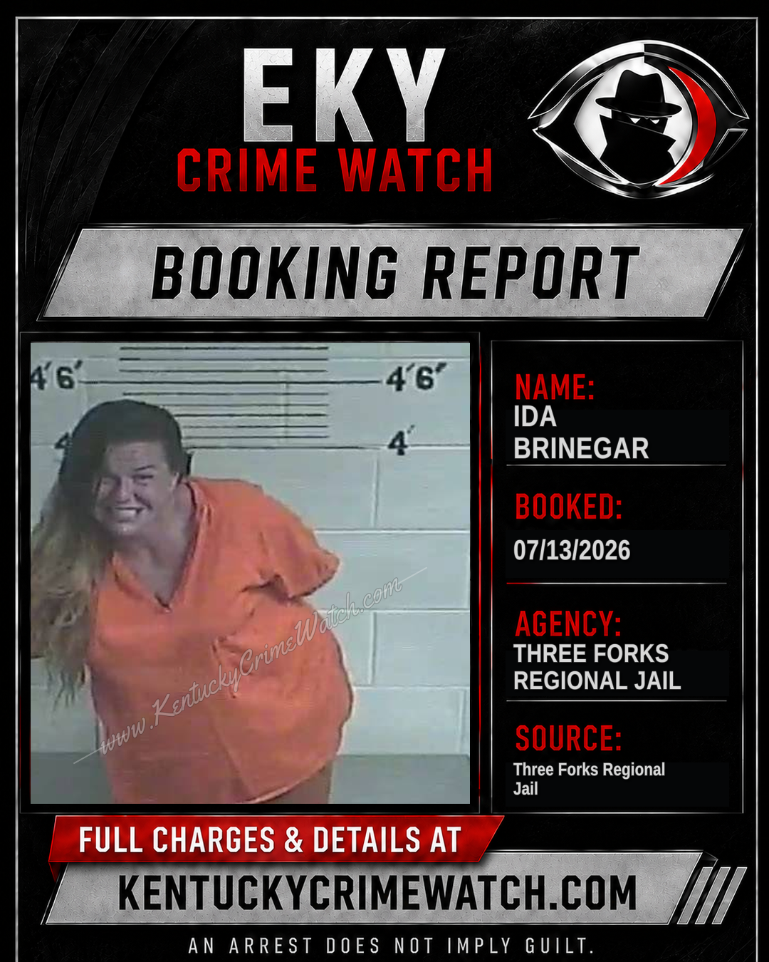 Ida Brinegar booking report card