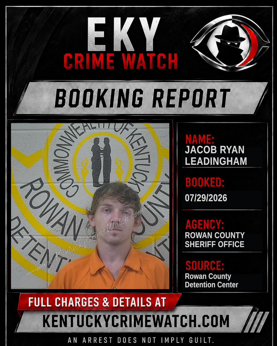 JACOB RYAN LEADINGHAM booking report card
