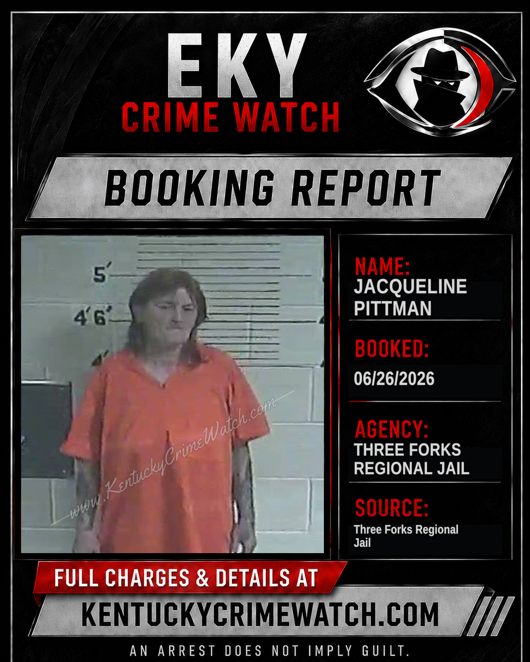 Jacqueline Pittman booking report card