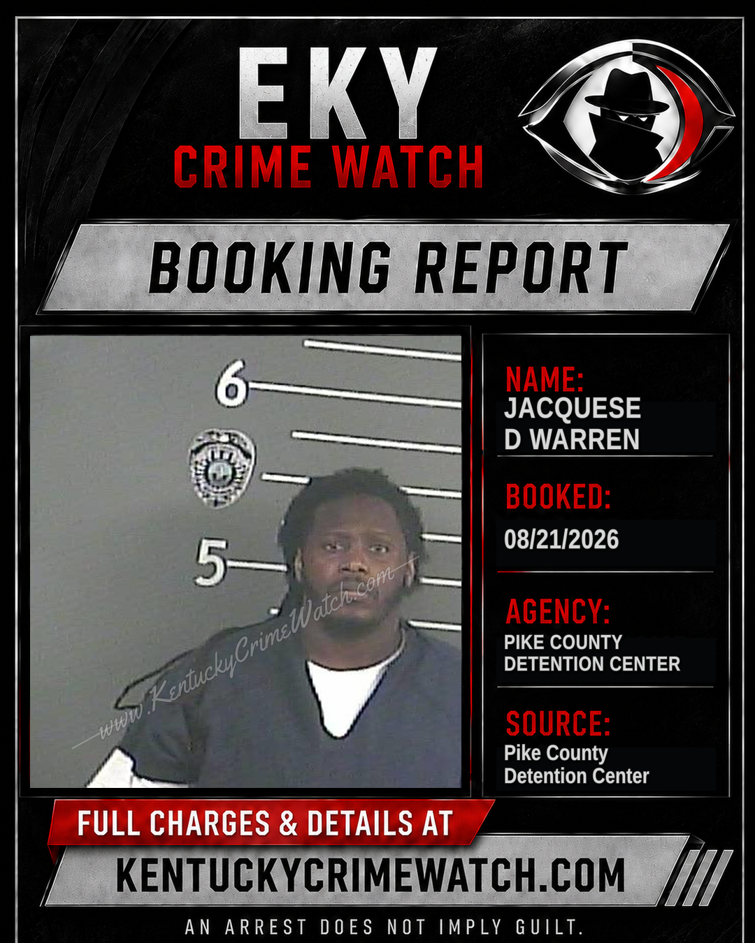 JACQUESE D WARREN booking report card