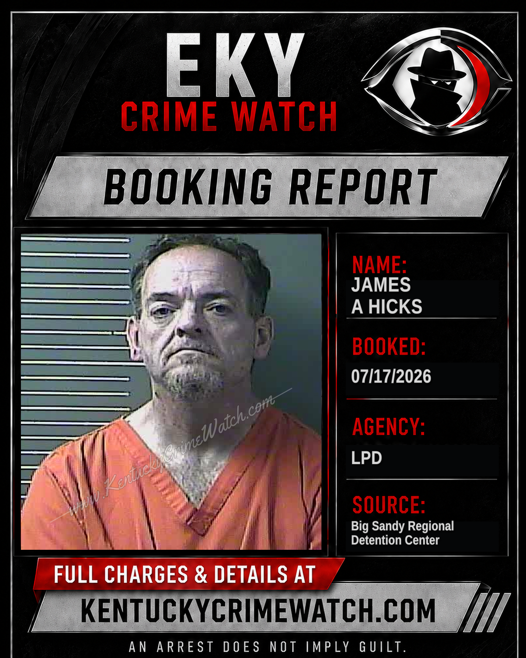 JAMES A HICKS booking image