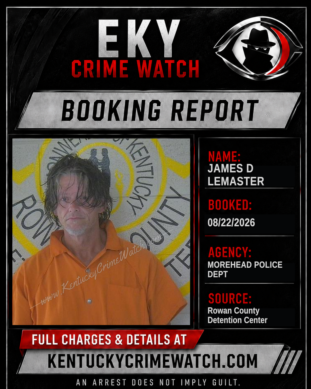 JAMES D LEMASTER booking report card