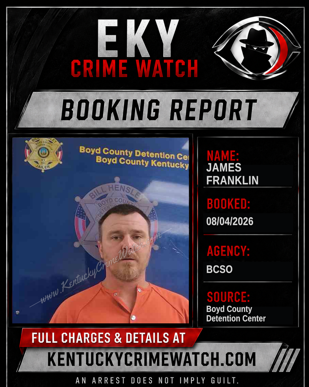 JAMES FRANKLIN booking report card