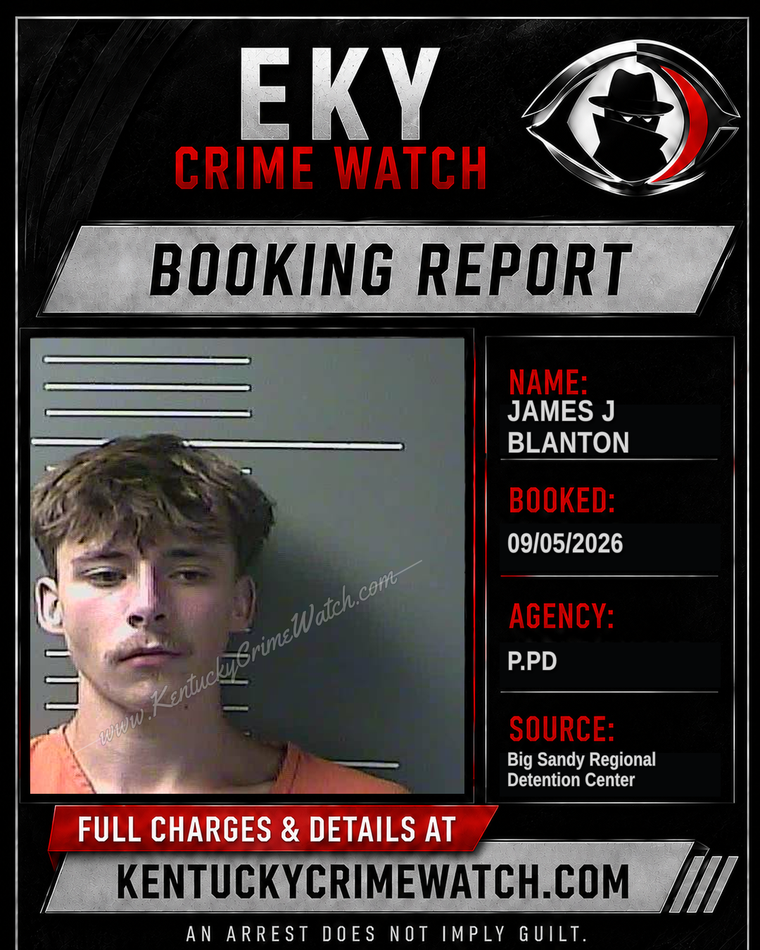 JAMES J BLANTON booking report card