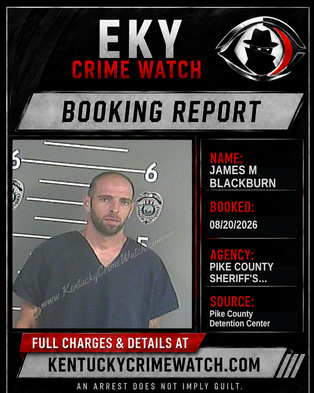 JAMES M BLACKBURN booking report card