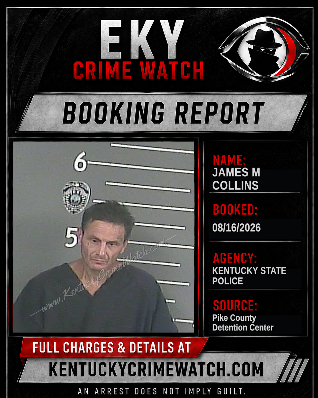 JAMES M COLLINS booking report card