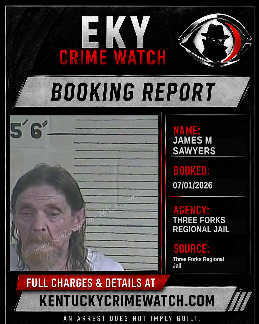 James M Sawyers booking report card