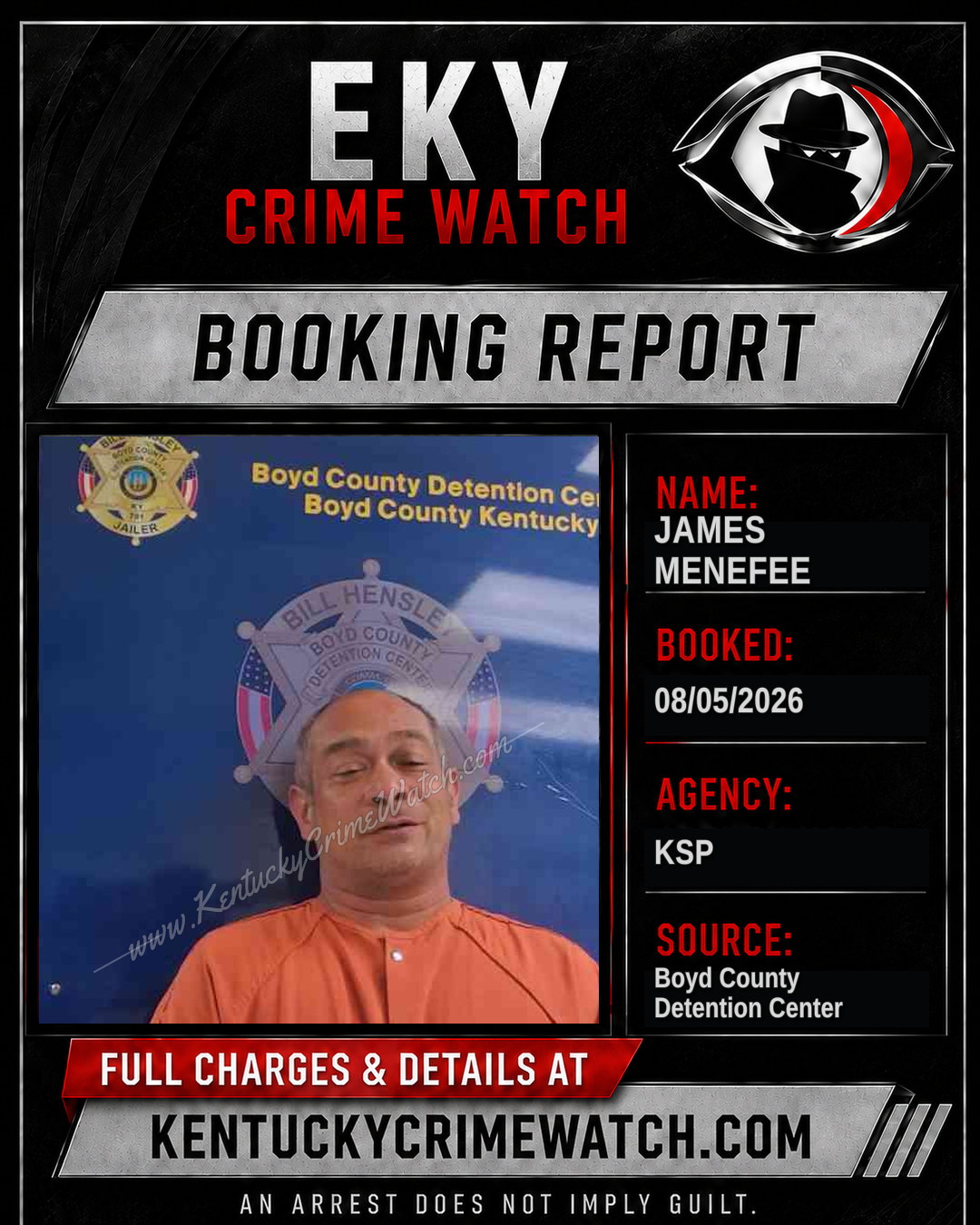 JAMES MENEFEE booking report card