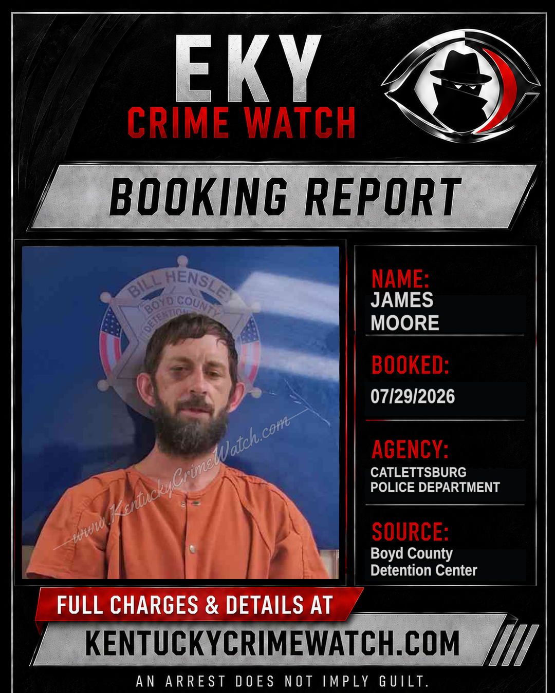 JAMES MOORE booking report card