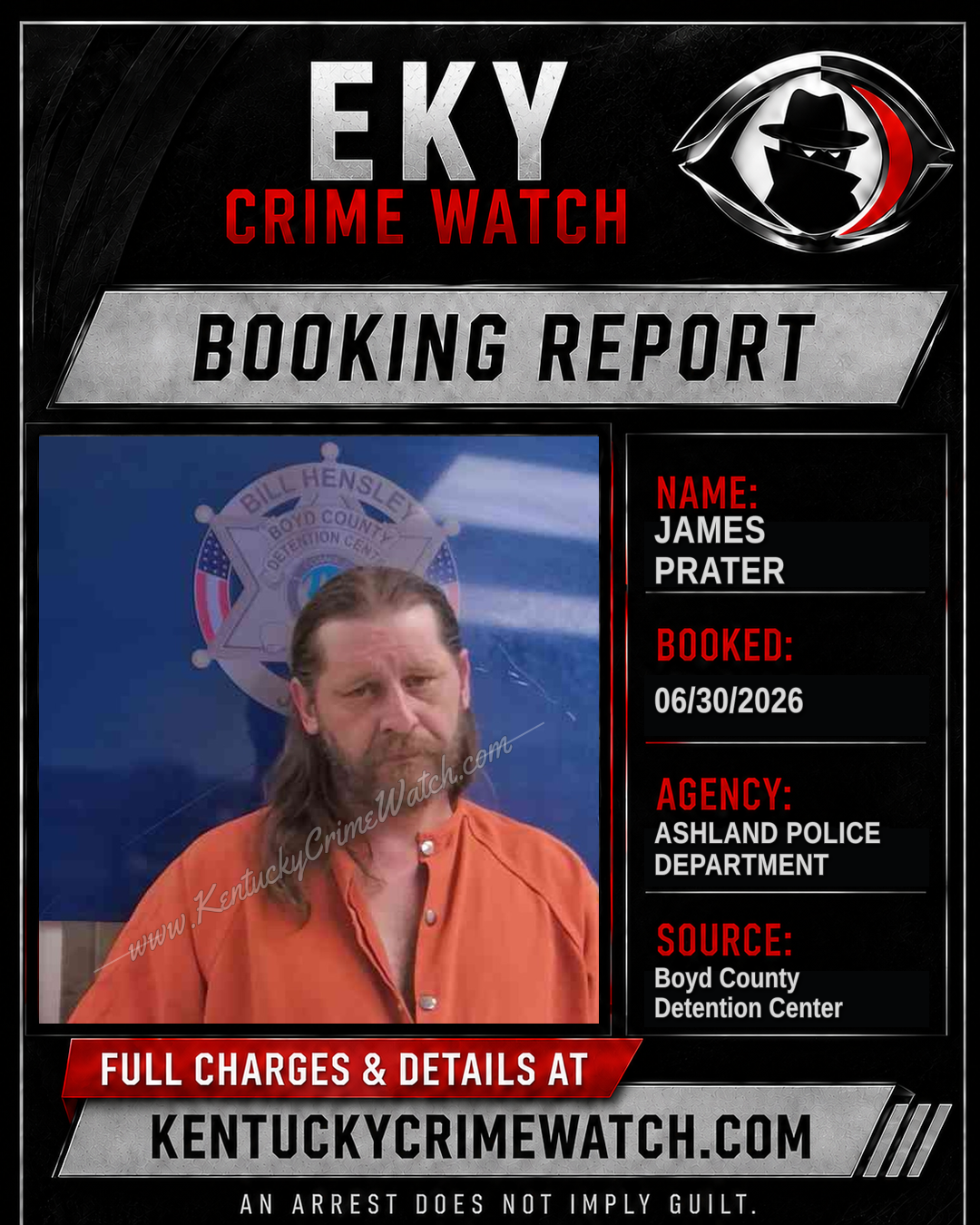 JAMES PRATER booking report card