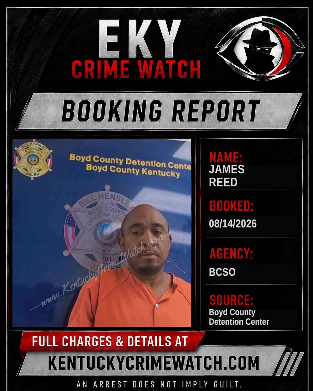 JAMES REED booking report card
