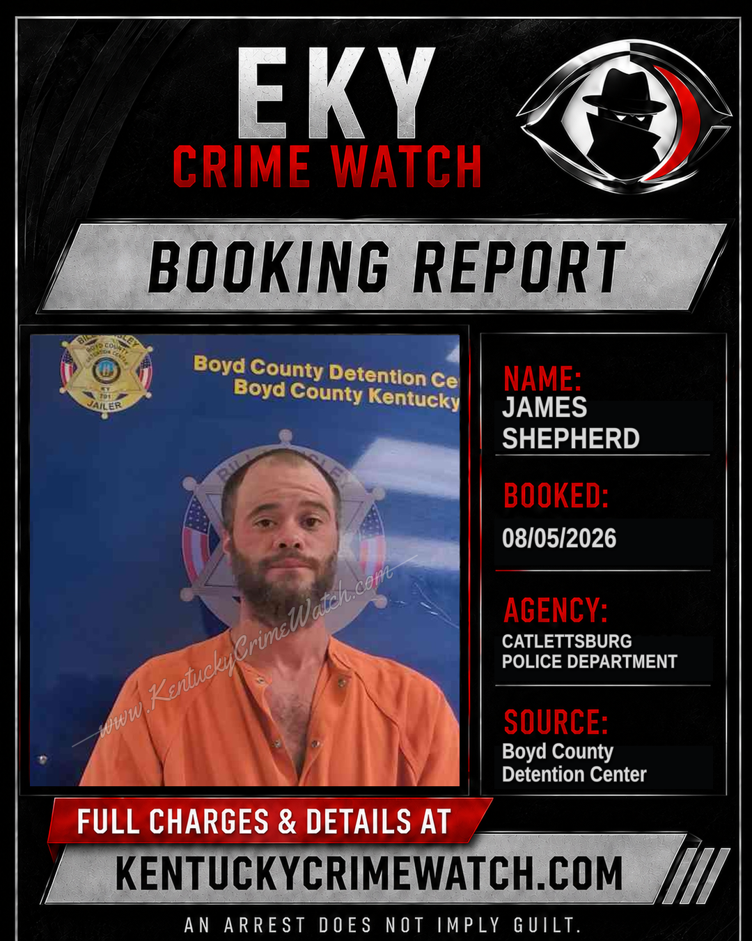 JAMES SHEPHERD booking report card