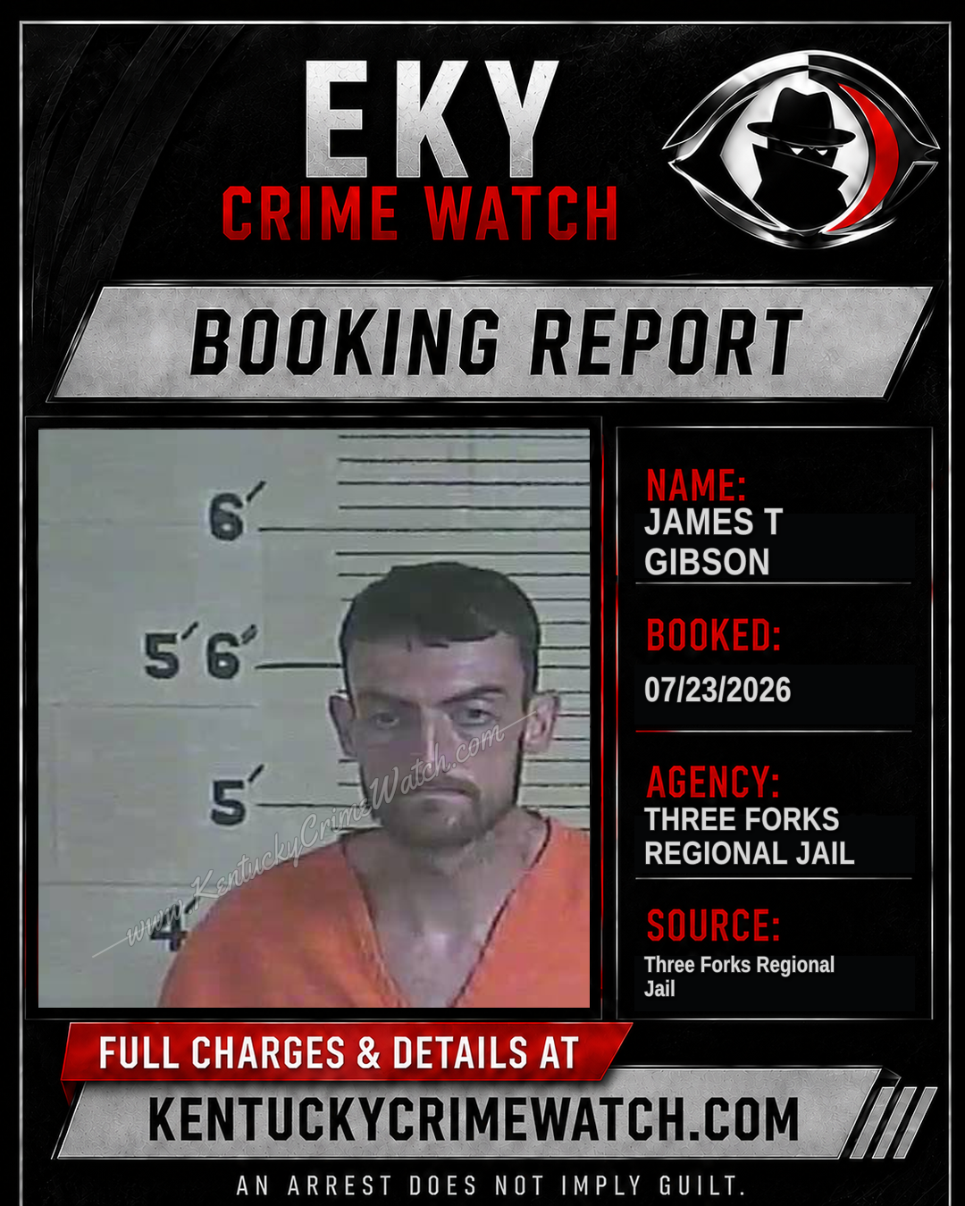 James T Gibson booking report card