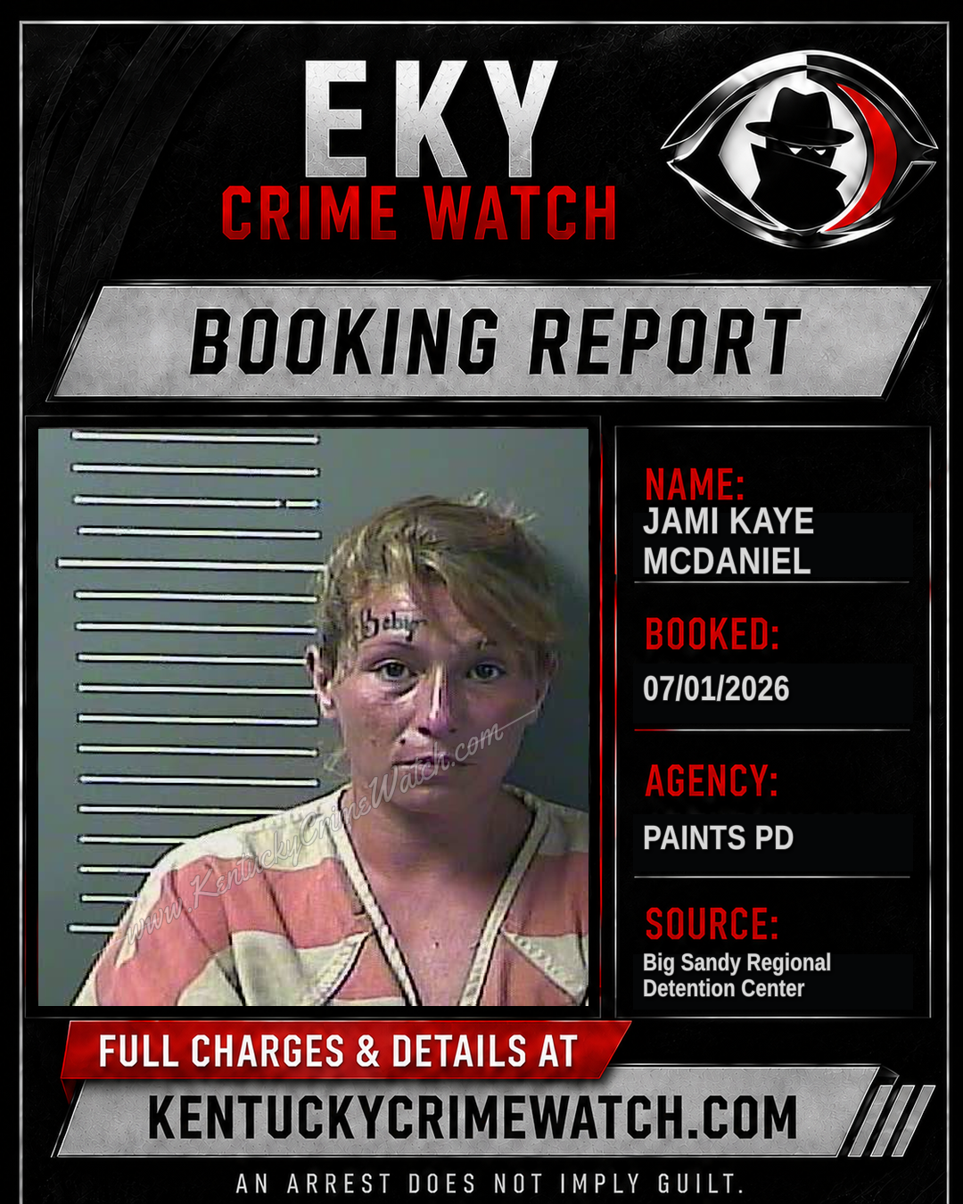 JAMI KAYE MCDANIEL booking report card