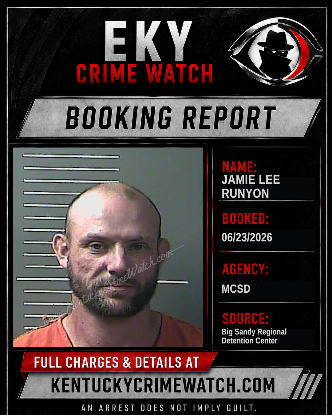 JAMIE LEE RUNYON booking report card