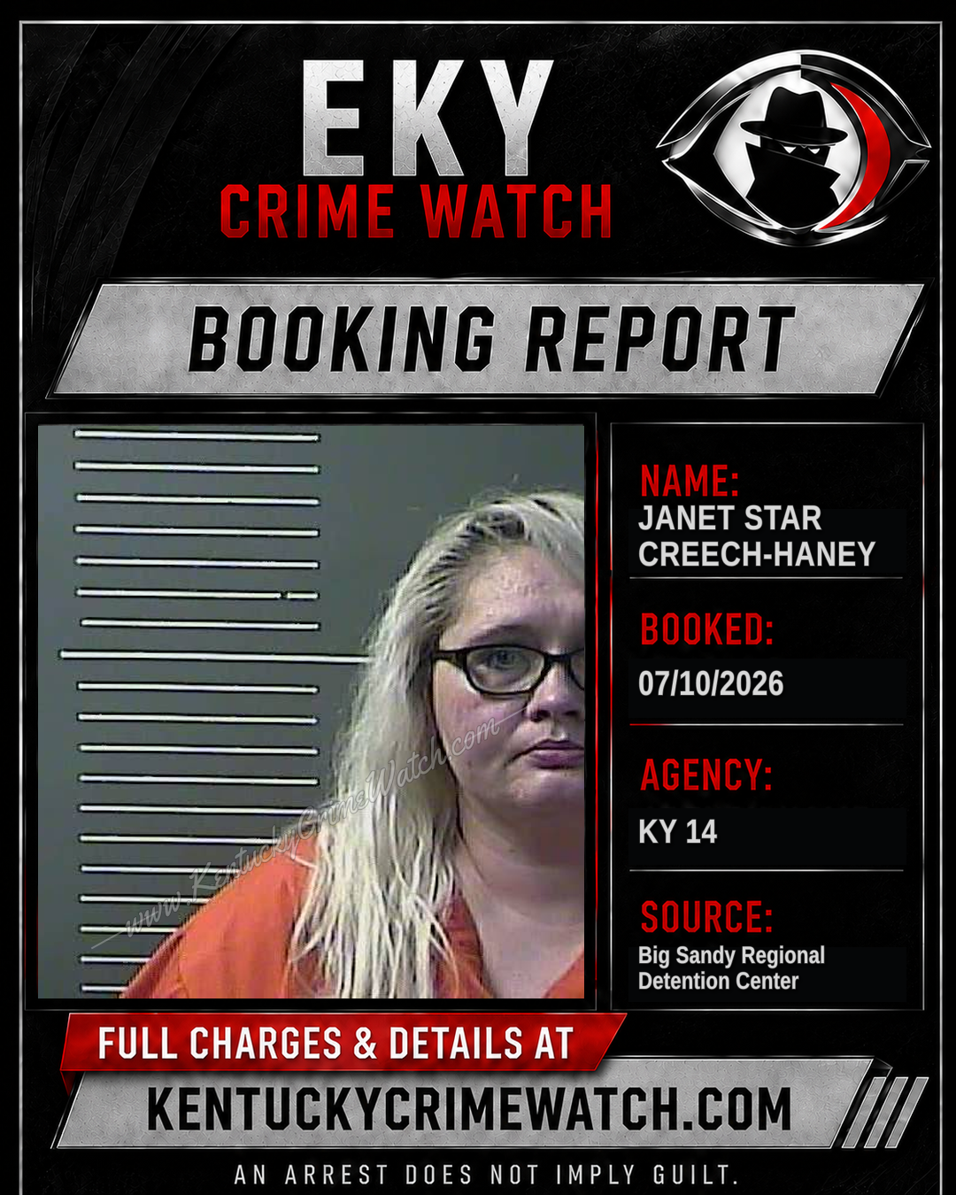 JANET STAR CREECH-HANEY booking report card