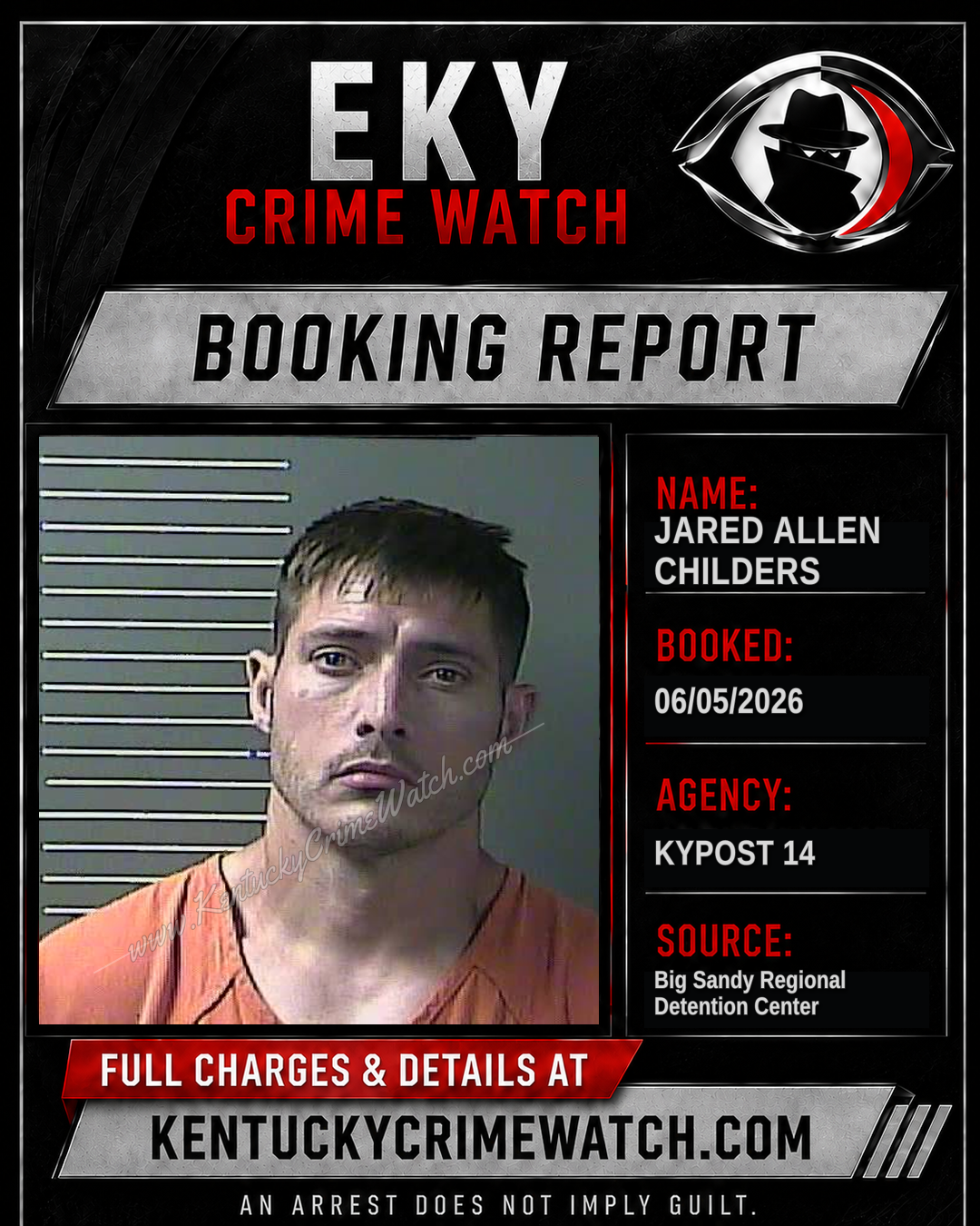 JARED ALLEN CHILDERS booking report card
