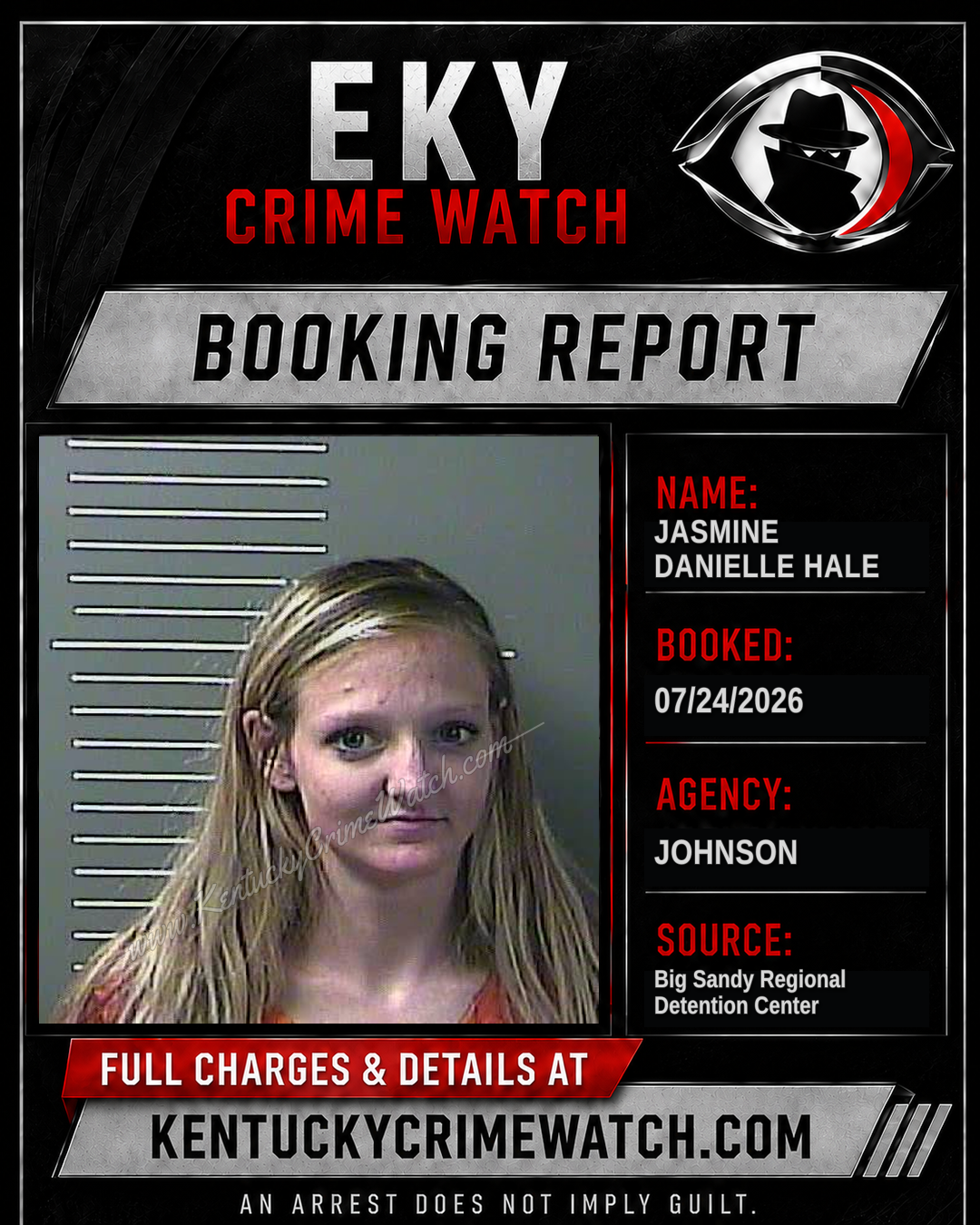 JASMINE DANIELLE HALE booking report card