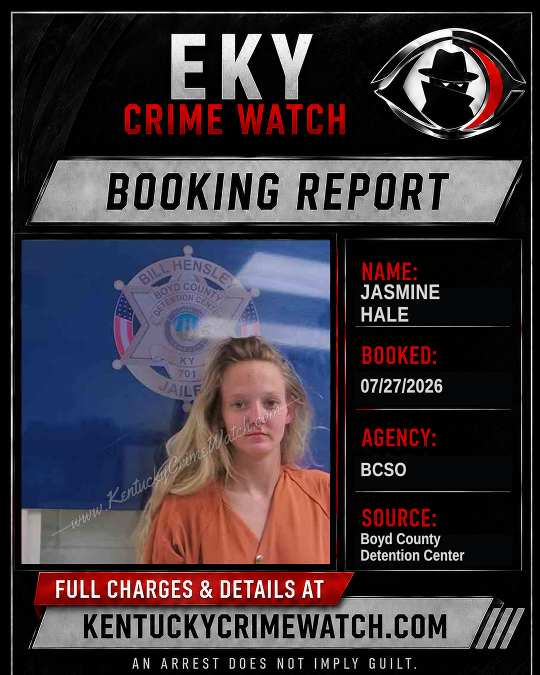 JASMINE HALE booking report card