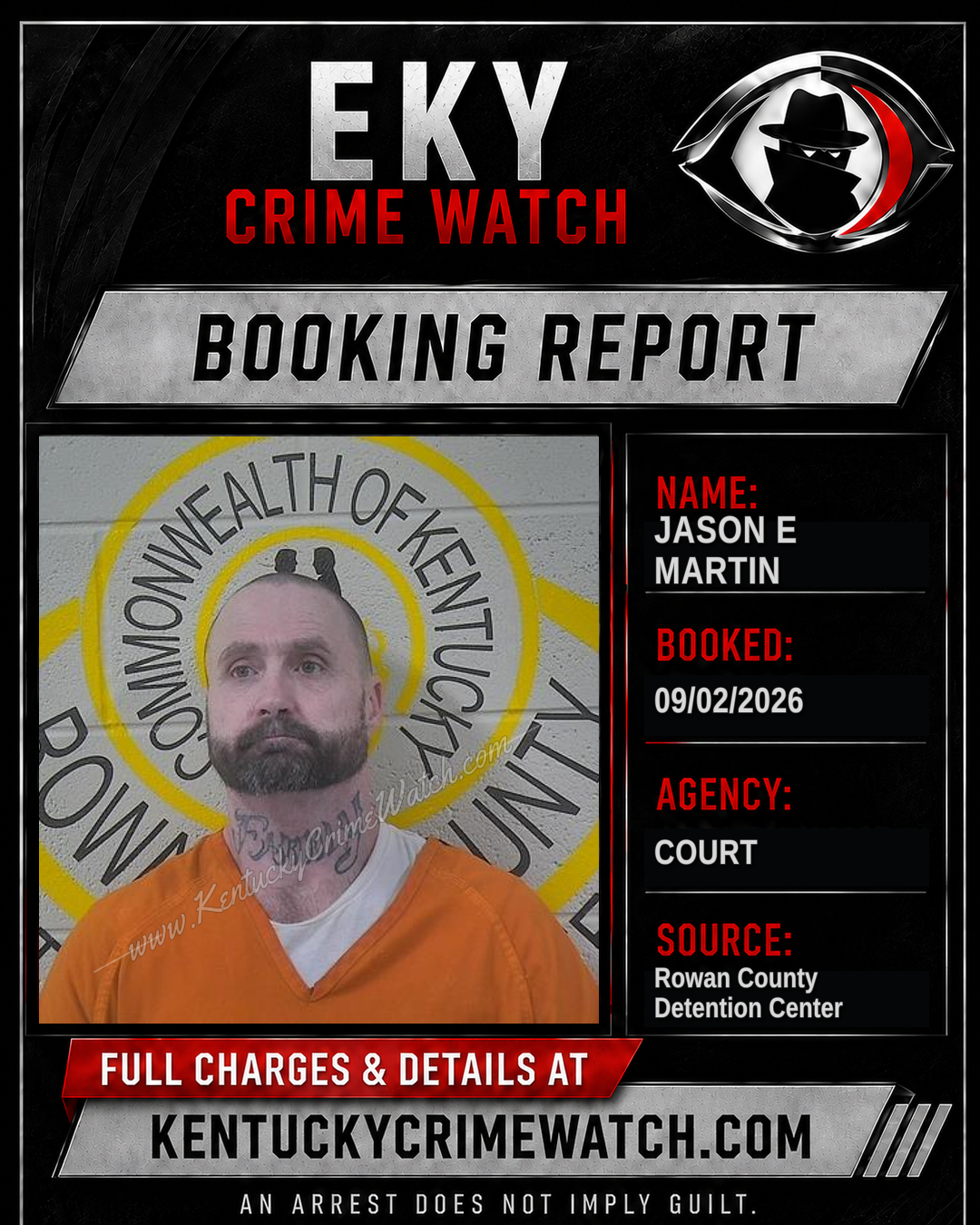 JASON E MARTIN booking report card