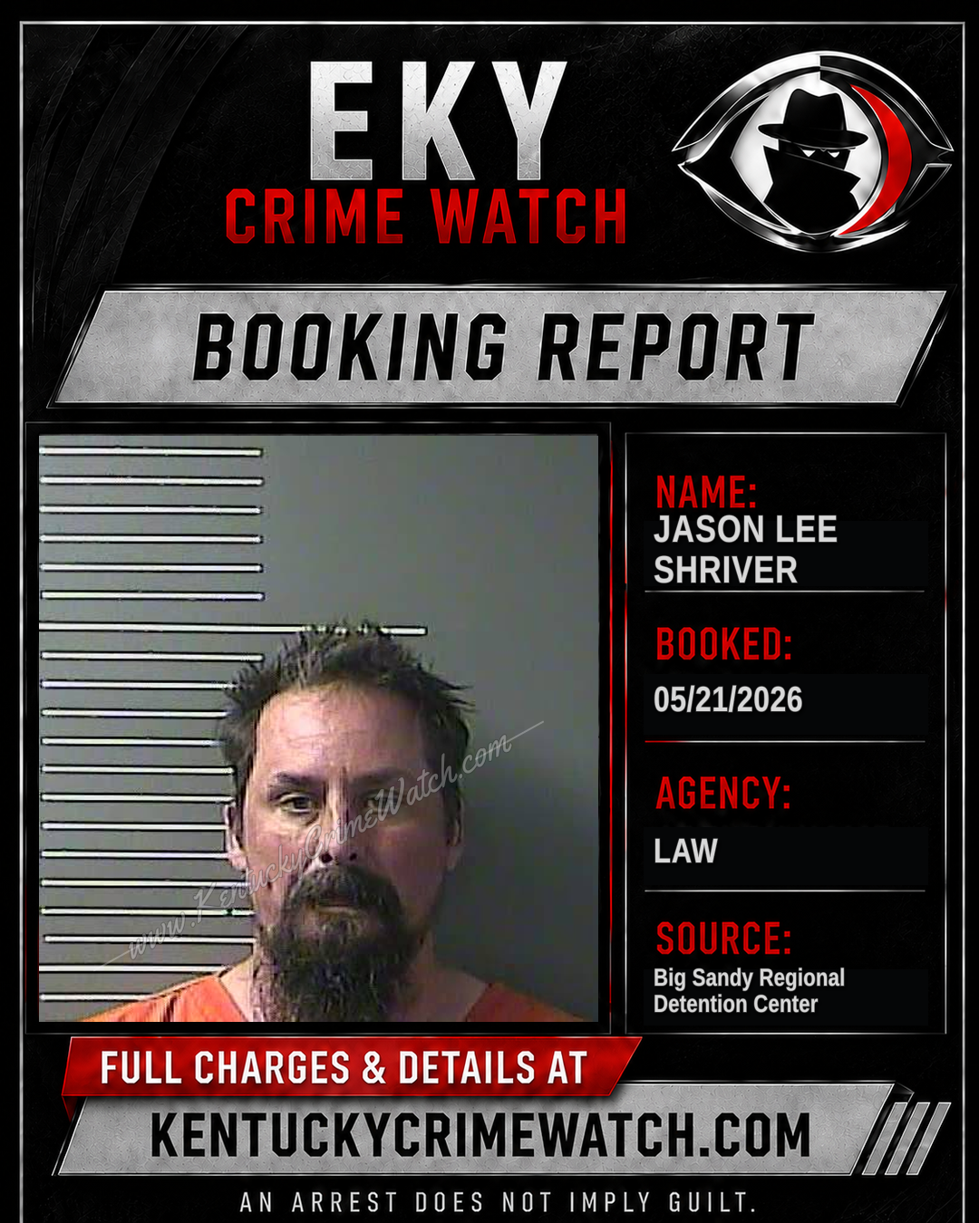 JASON LEE SHRIVER booking report card
