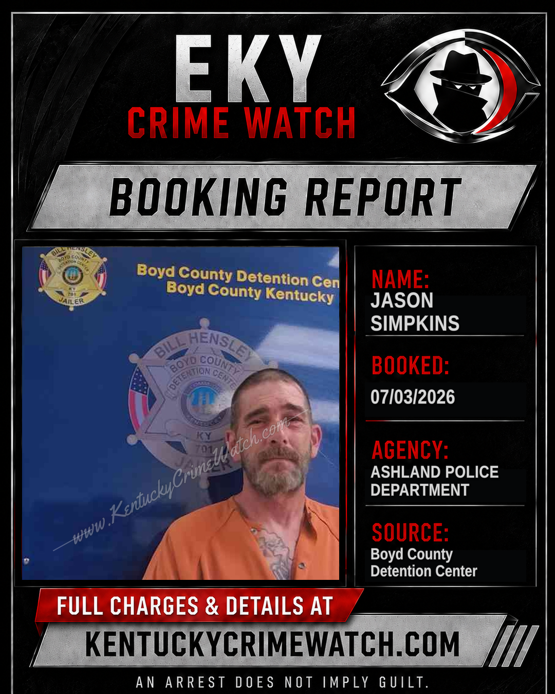 JASON SIMPKINS booking report card