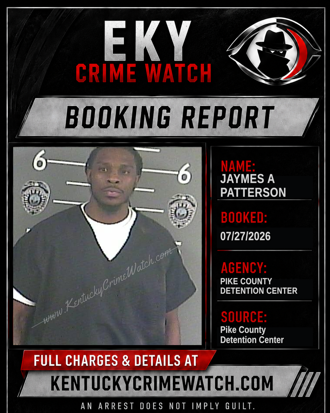 JAYMES A PATTERSON booking report card