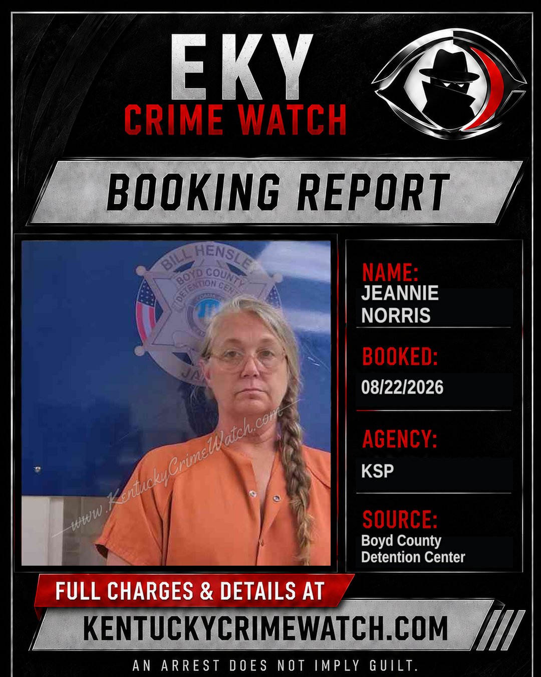 JEANNIE NORRIS booking report card