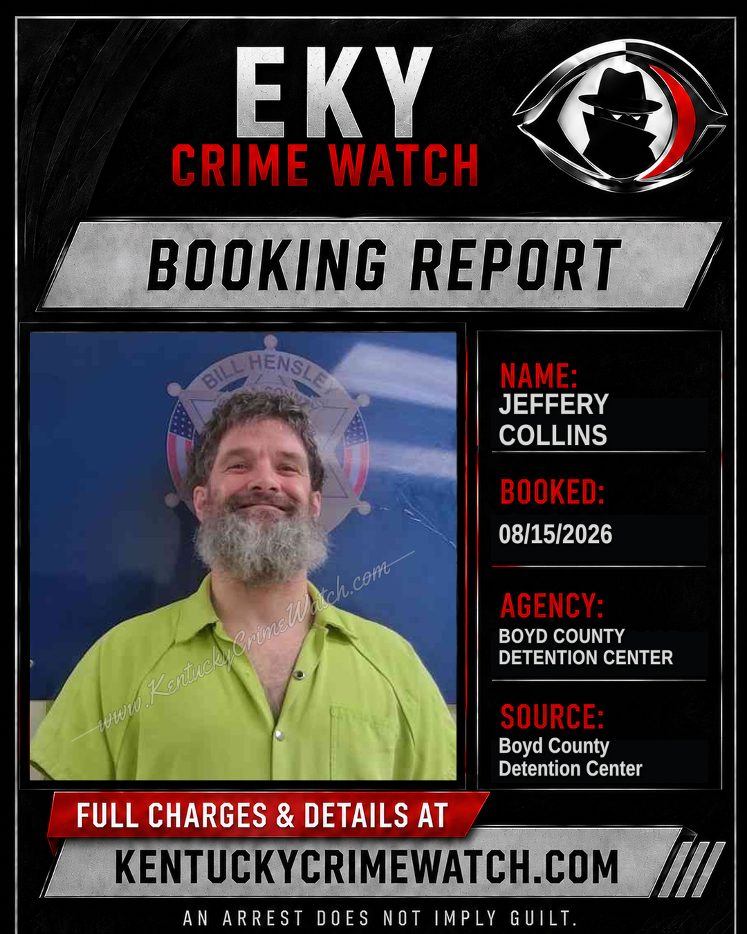 JEFFERY COLLINS booking report card