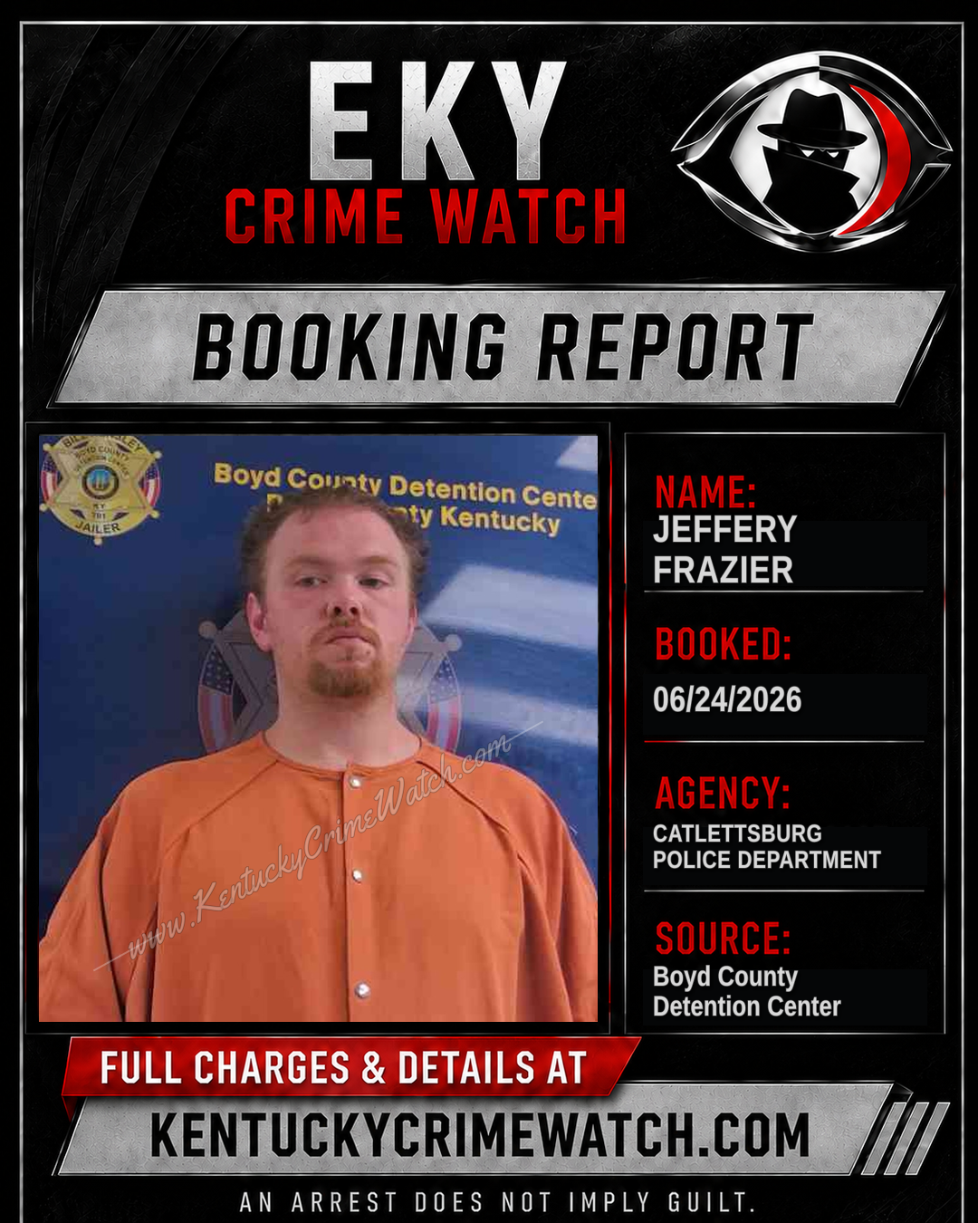 JEFFERY FRAZIER booking report card