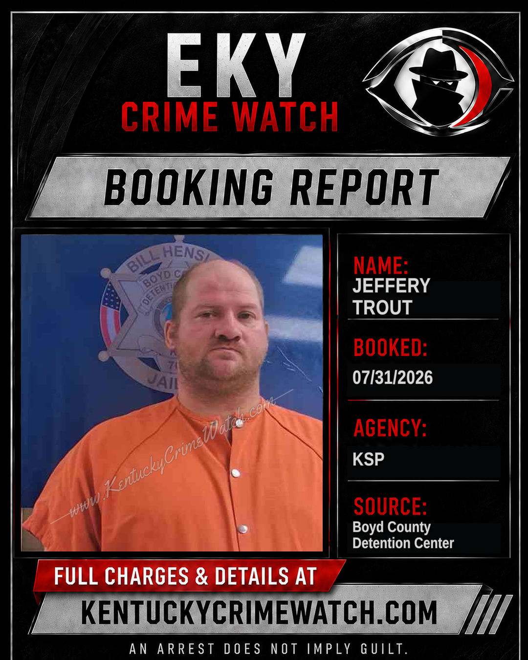 JEFFERY TROUT booking report card