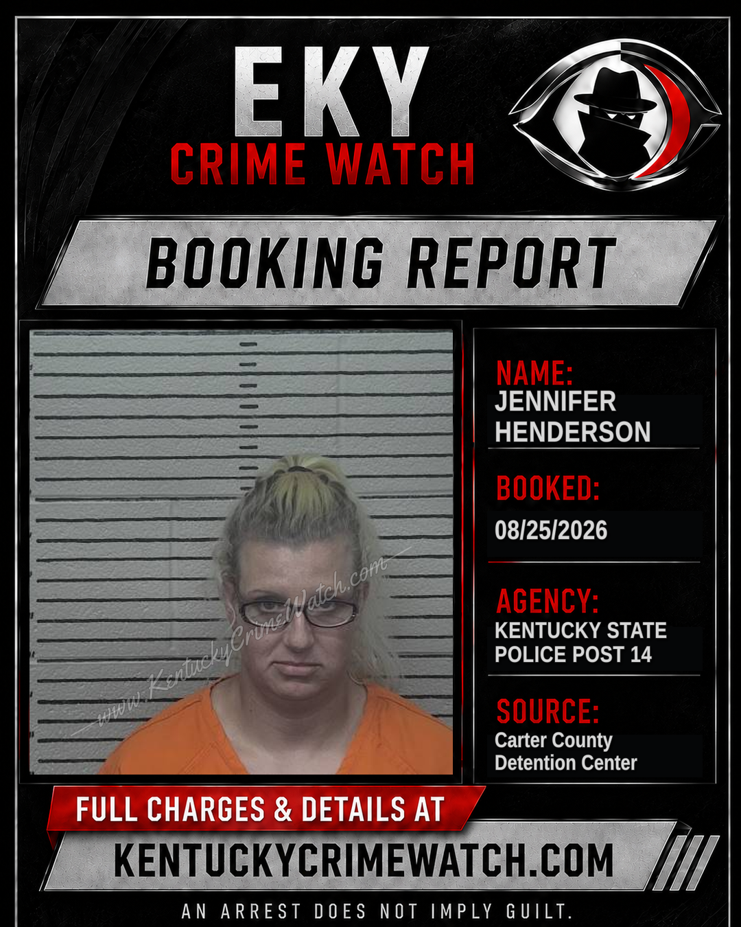 JENNIFER HENDERSON booking report card