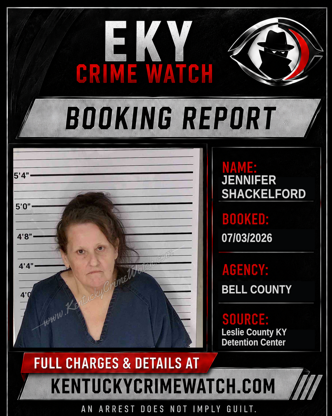 JENNIFER SHACKELFORD booking report card