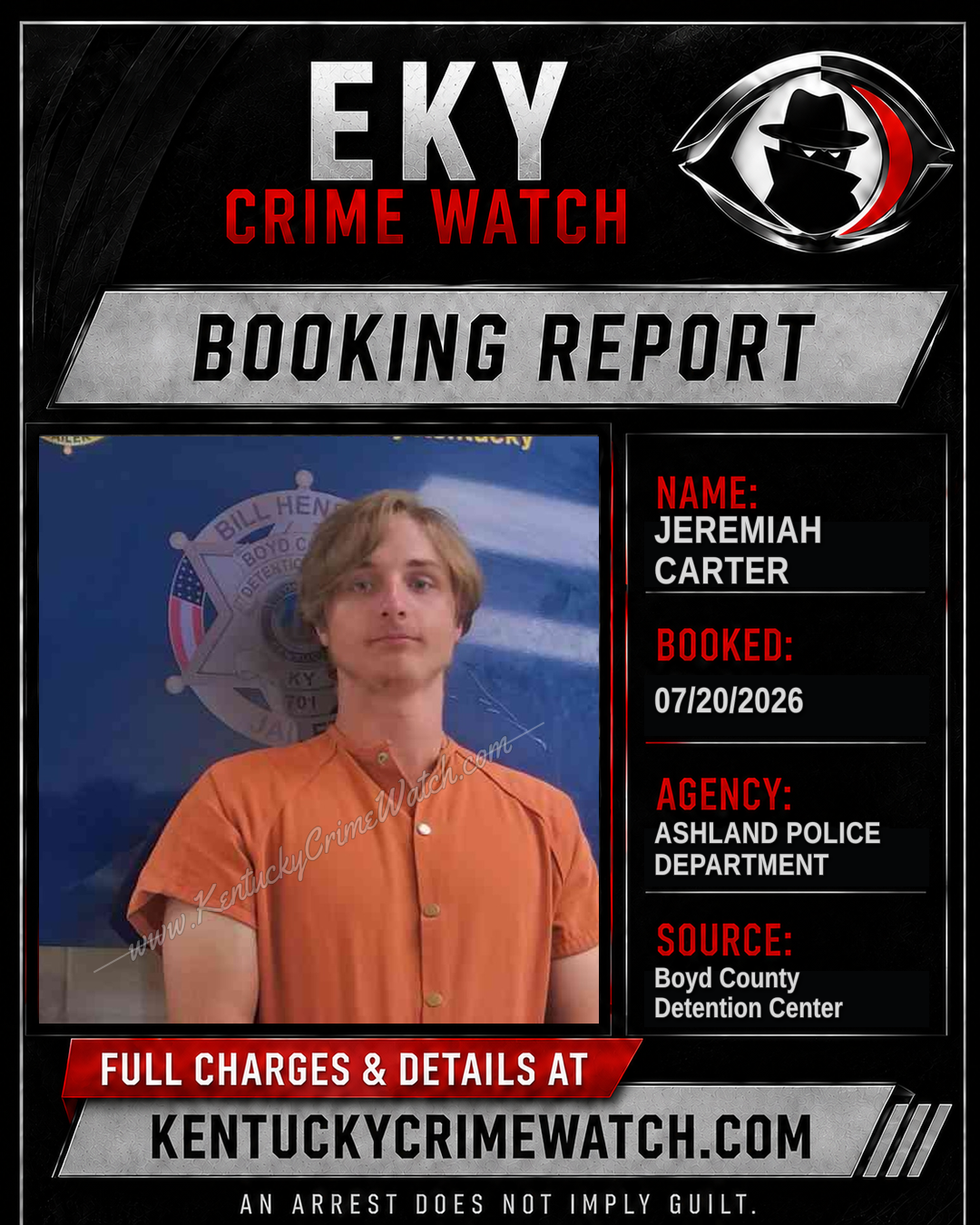JEREMIAH CARTER booking report card