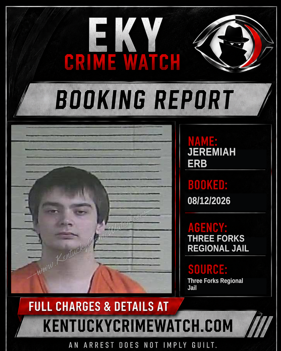 Jeremiah Erb booking report card
