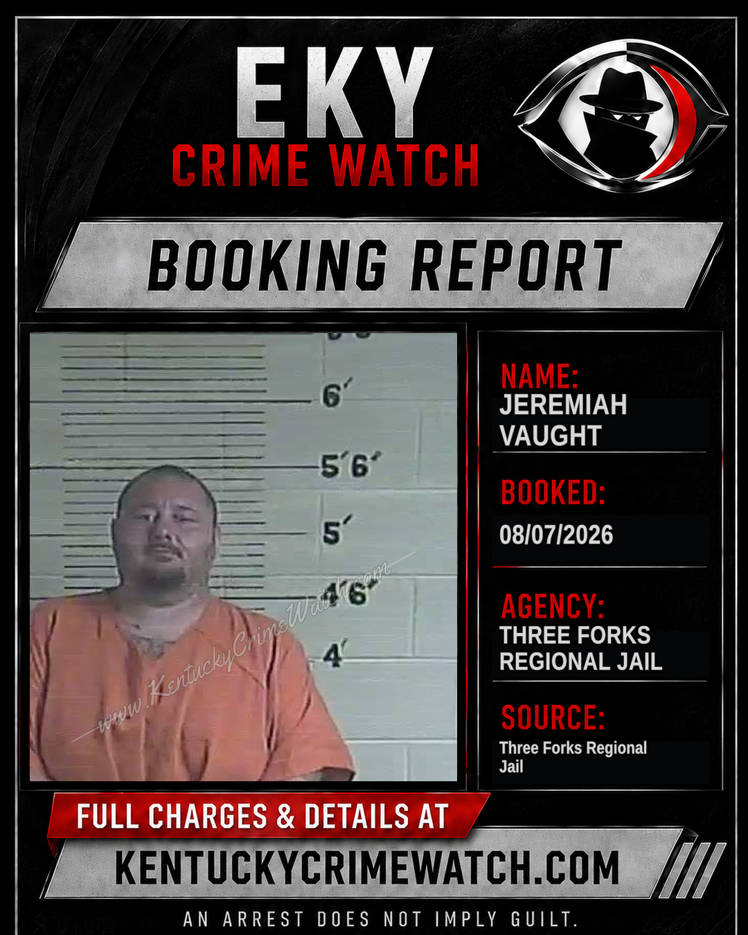 Jeremiah Vaught booking report card