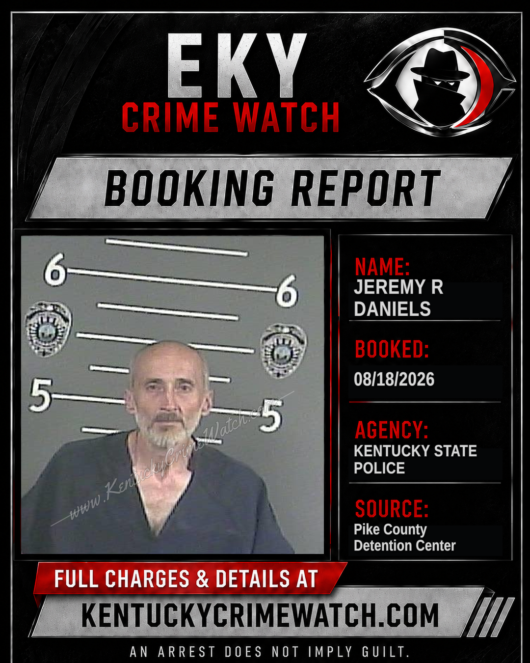 JEREMY R DANIELS booking report card
