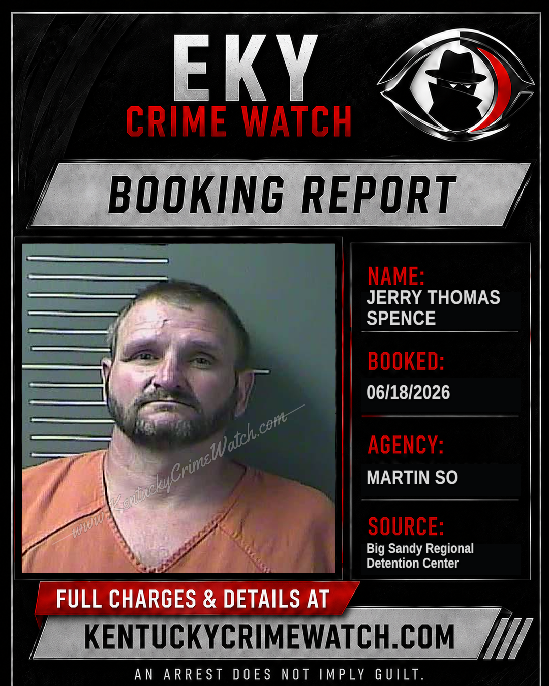 JERRY THOMAS SPENCE booking report card