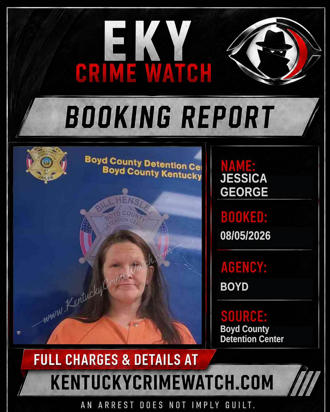 JESSICA GEORGE booking report card
