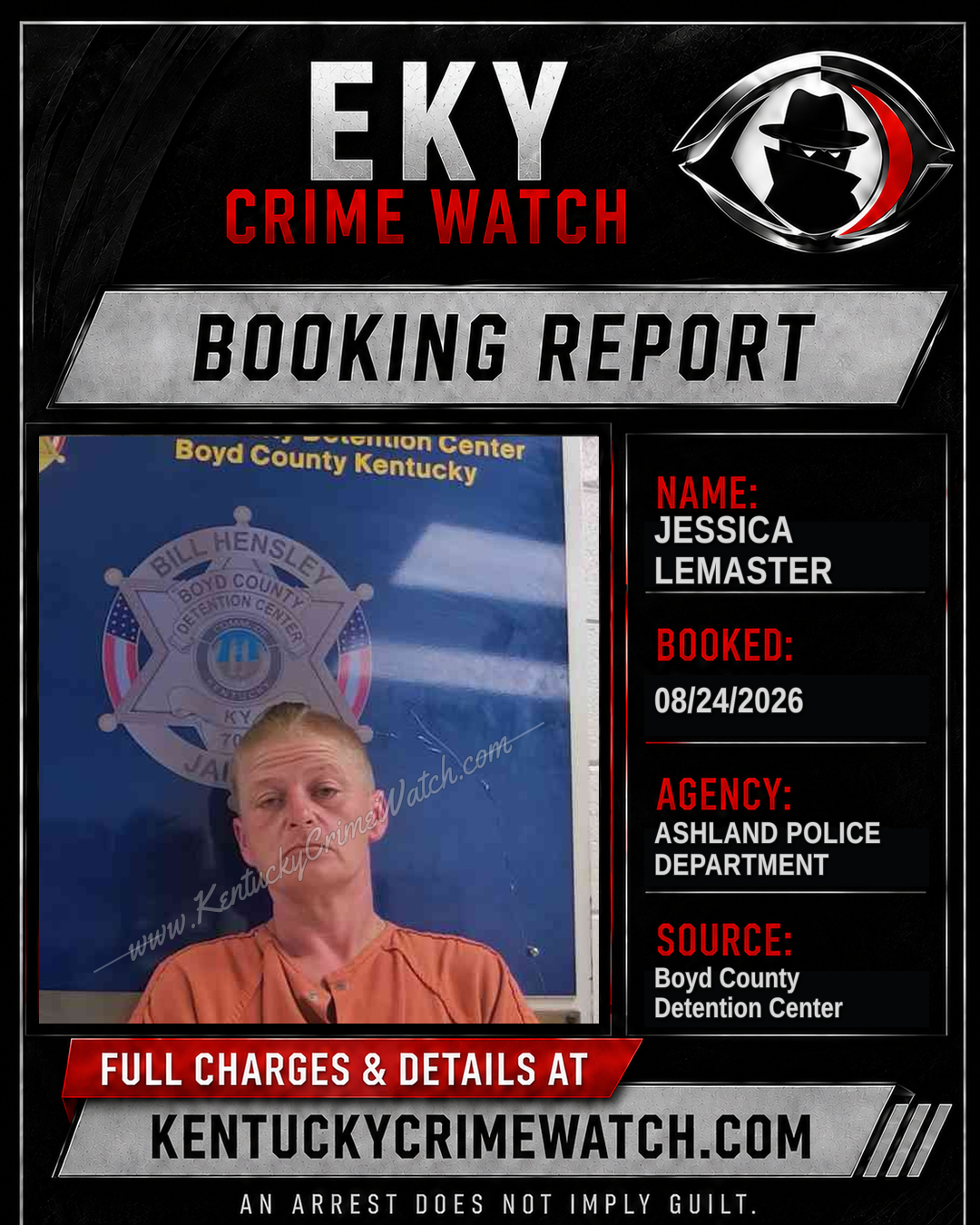 JESSICA LEMASTER booking report card