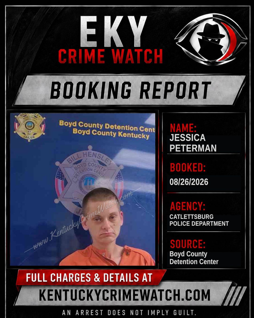 JESSICA PETERMAN booking report card