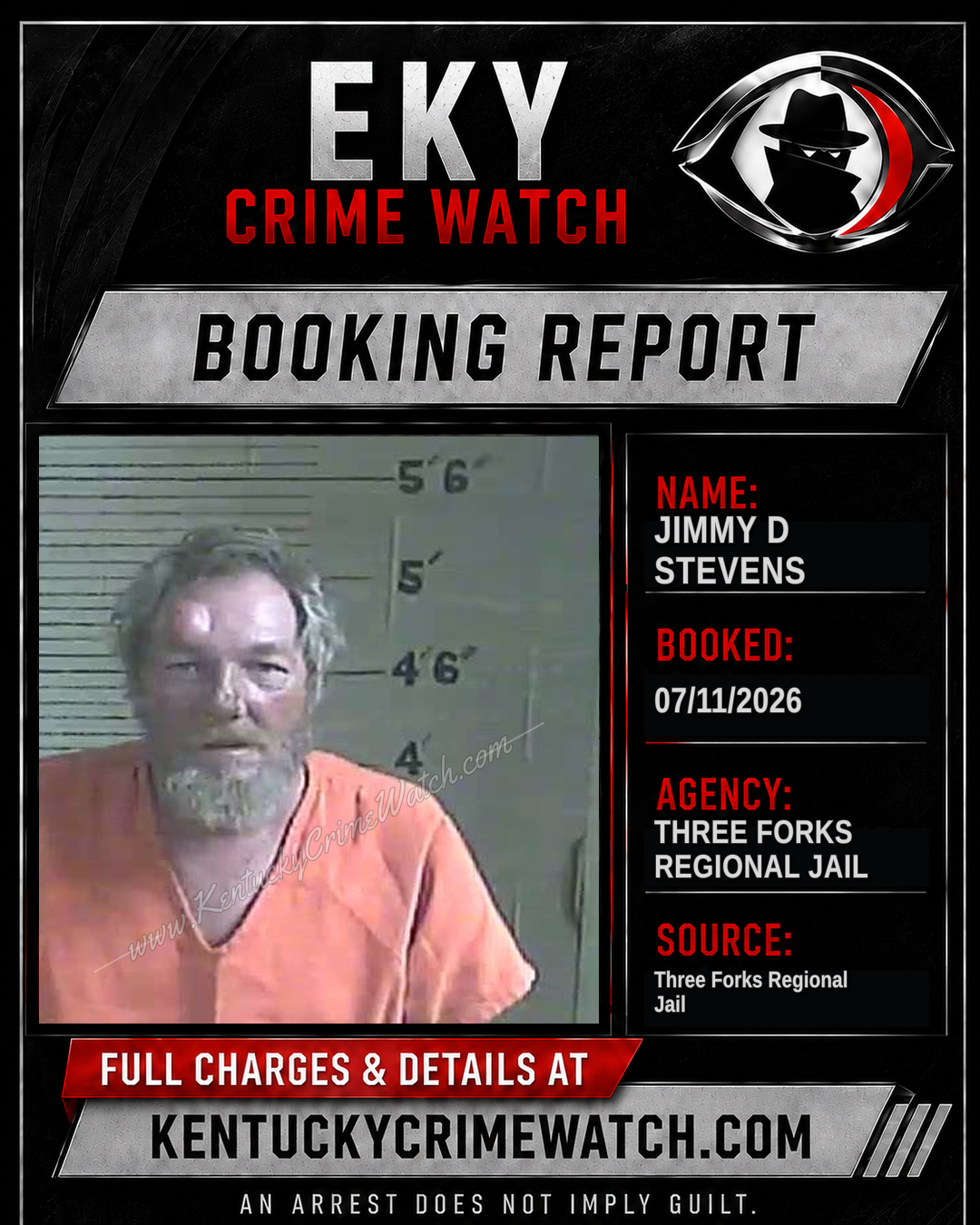 Jimmy D Stevens booking report card