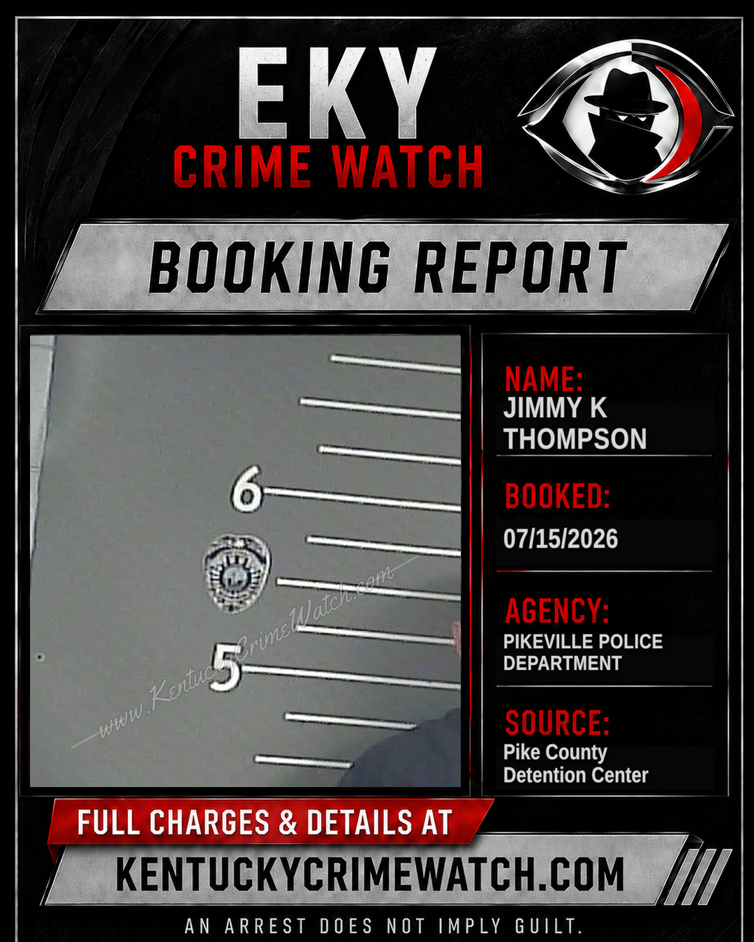 JIMMY K THOMPSON booking report card
