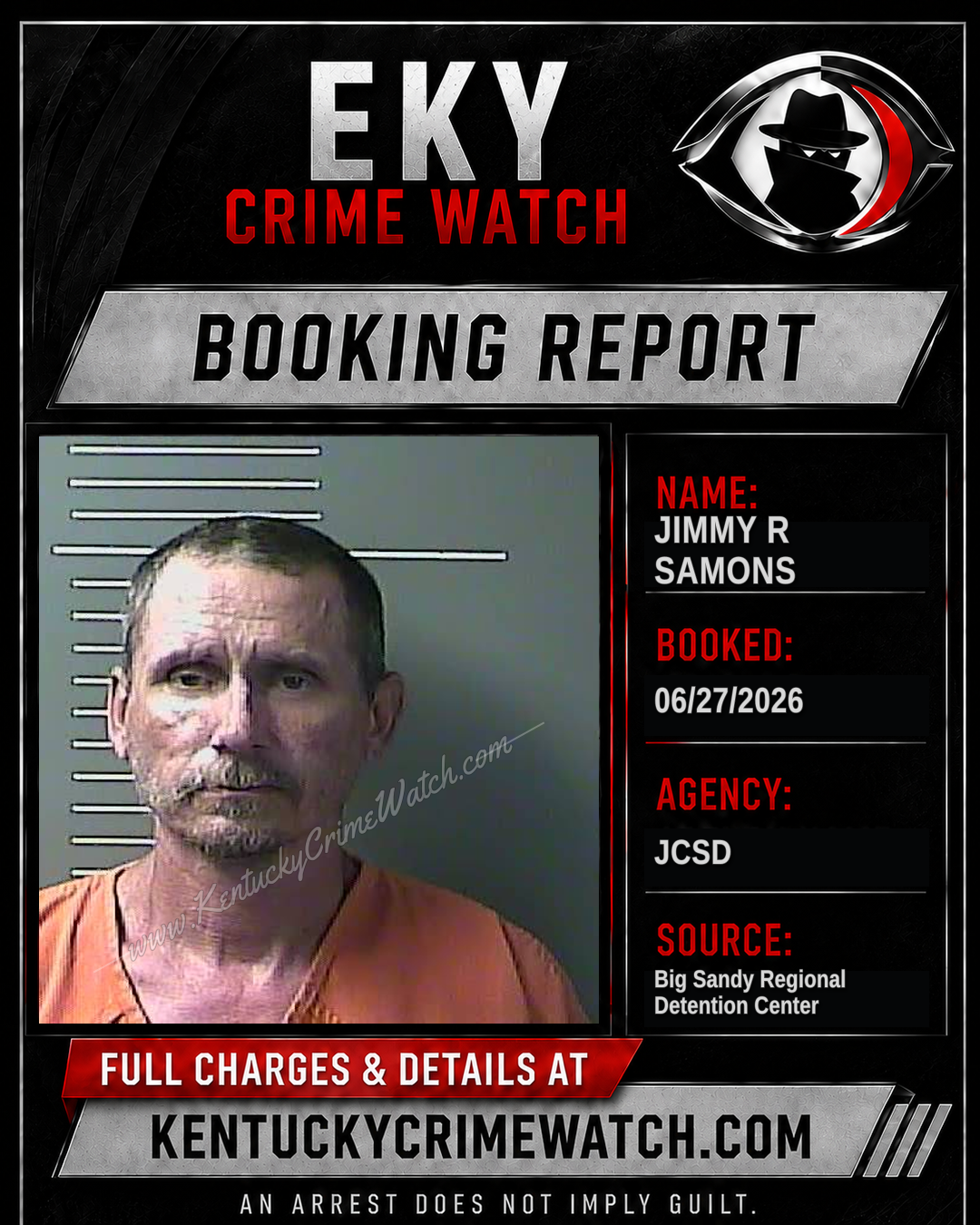 JIMMY R SAMONS booking report card